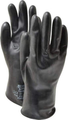 North - Size L (9), 11" Long, 16 mil Thick, Butyl Chemical Resistant Gloves - Smooth Finish, Rolled Cuff, Black - Industrial Tool & Supply