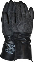 North - Size M (8), 11" Long, 16 mil Thick, Butyl Chemical Resistant Gloves - Textured Finish, Rolled Cuff, Black - Industrial Tool & Supply