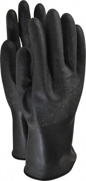 North - Size L (9), 11" Long, 16 mil Thick, Butyl Chemical Resistant Gloves - Textured Finish, Rolled Cuff, Black - Industrial Tool & Supply