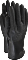 North - Size L (9), 11" Long, 16 mil Thick, Butyl Chemical Resistant Gloves - Textured Finish, Rolled Cuff, Black - Industrial Tool & Supply