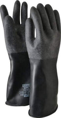 North - Size L (9), 14" Long, 32 mil Thick, Butyl Chemical Resistant Gloves - Textured Finish, Rolled Cuff, Black - Industrial Tool & Supply