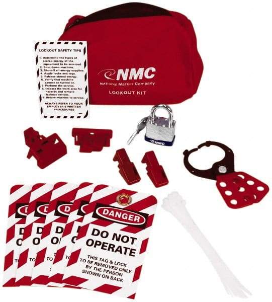 NMC - 20 Piece Electrical Lockout Kit - Keyed Differently, Comes in Pouch - Industrial Tool & Supply