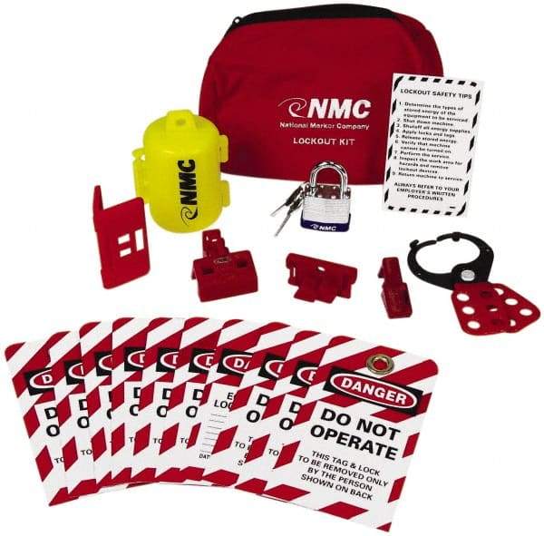 NMC - 18 Piece Electrical Lockout Kit - Keyed Differently, Comes in Pouch - Industrial Tool & Supply