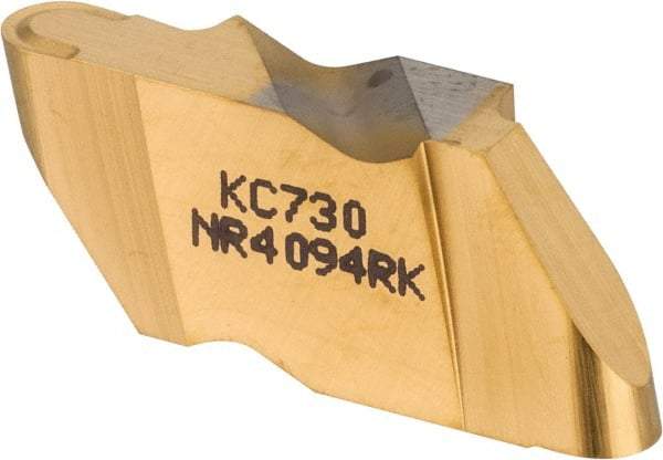 Kennametal - 4094NR K Grade KC730, 4.78mm Cutting Width Carbide Grooving Insert - 6.35mm Max Depth of Cut, Right Hand, 2.39mm Corner Radius, TiN Finish - Industrial Tool & Supply
