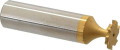 Made in USA - 1/2" Diam x 1/16" Face Width, Carbide-Tipped, 6 Teeth, Shank Connection Woodruff Keyseat Cutter - TiN Finish, 2-1/16" OAL x 1/2" Shank, Straight Teeth, ANSI 204, Old Standard 1 - Industrial Tool & Supply
