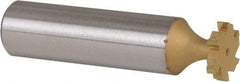 Made in USA - 1/2" Diam x 3/32" Face Width, Carbide-Tipped, 6 Teeth, Shank Connection Woodruff Keyseat Cutter - TiN Finish, 2-3/32" OAL x 1/2" Shank, Straight Teeth, ANSI 304, Old Standard 2 - Industrial Tool & Supply