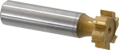 Made in USA - 3/4" Diam x 1/4" Face Width, Carbide-Tipped, 6 Teeth, Shank Connection Woodruff Keyseat Cutter - TiN Finish, 2-1/4" OAL x 1/2" Shank, Straight Teeth, ANSI 806, Old Standard 91 - Industrial Tool & Supply