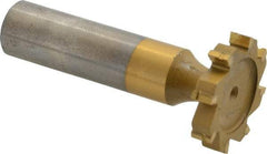 Made in USA - 1" Diam x 3/16" Face Width, Carbide-Tipped, 8 Teeth, Shank Connection Woodruff Keyseat Cutter - TiN Finish, 2-3/16" OAL x 1/2" Shank, Straight Teeth, ANSI 608, Old Standard 13 - Industrial Tool & Supply