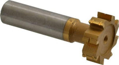 Made in USA - 1" Diam x 5/16" Face Width, Carbide-Tipped, 8 Teeth, Shank Connection Woodruff Keyseat Cutter - TiN Finish, 2-5/16" OAL x 1/2" Shank, Straight Teeth, ANSI 1008, Old Standard B - Industrial Tool & Supply