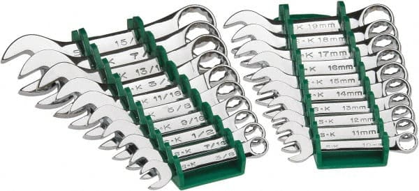 SK - 20 Piece, 3/8 to 15/16", Combination Wrench Set - Industrial Tool & Supply