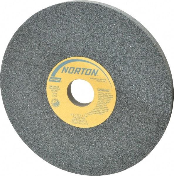 Norton - 8" Diam x 1-1/4" Hole x 1/2" Thick, I Hardness, 60 Grit Surface Grinding Wheel - Silicon Carbide, Type 1, Medium Grade, 3,600 Max RPM, Vitrified Bond, No Recess - Industrial Tool & Supply