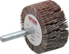 Superior Abrasives - 2" Diam x 1" Face Width, Very Fine Aluminum Oxide Coated Mounted Flap Wheel - 1/4" Shank Mount, 240 Grit, J Weighted Cloth Backing, 14,000 Max RPM - Industrial Tool & Supply