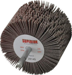 Superior Abrasives - 3" Diam x 2" Face Width, Very Fine Aluminum Oxide Coated Mounted Flap Wheel - 1/4" Shank Mount, 240 Grit, J Weighted Cloth Backing, 6,000 Max RPM - Industrial Tool & Supply