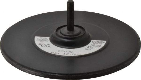 3M - 5" Diam Adhesive/PSA Disc Backing Pad - 1/4" Shank Diam, Medium Density, 6,000 RPM - Industrial Tool & Supply