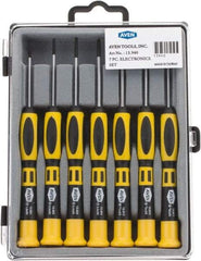 Aven - 7 Piece Phillips & Slotted Screwdriver Set - Soft Touch Handle, Bit Sizes: Philips #00 to #1 - Industrial Tool & Supply