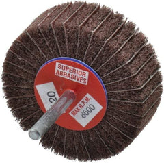 Superior Abrasives - 3" Diam x 1" Face Width, Fine Aluminum Oxide Coated Mounted Flap Wheel - 1/4" Shank Mount, 120 Grit, Interleaf, 8,000 Max RPM - Industrial Tool & Supply