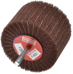 Superior Abrasives - 3" Diam x 2" Face Width, Very Fine Aluminum Oxide Coated Mounted Flap Wheel - 1/4" Shank Mount, 180 Grit, Interleaf, 8,000 Max RPM - Industrial Tool & Supply
