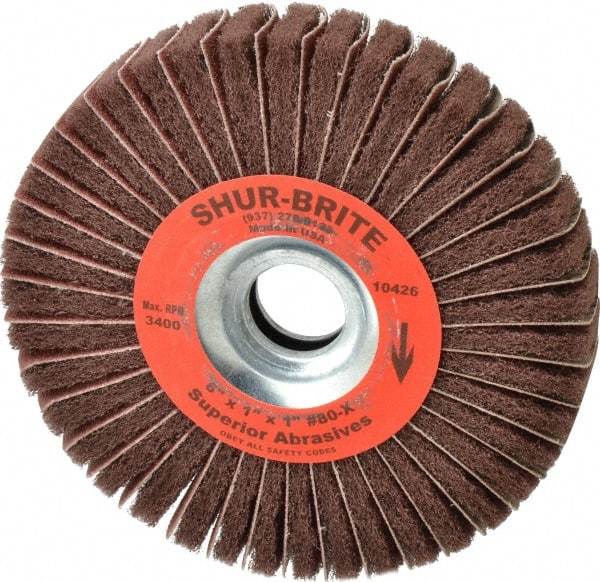 Superior Abrasives - 6" Diam, 80 Grit Aluminum Oxide Duplex Wheel - 1" Hole, 1" Wide, Coated, Medium Grade, 4,500 Max RPM - Industrial Tool & Supply
