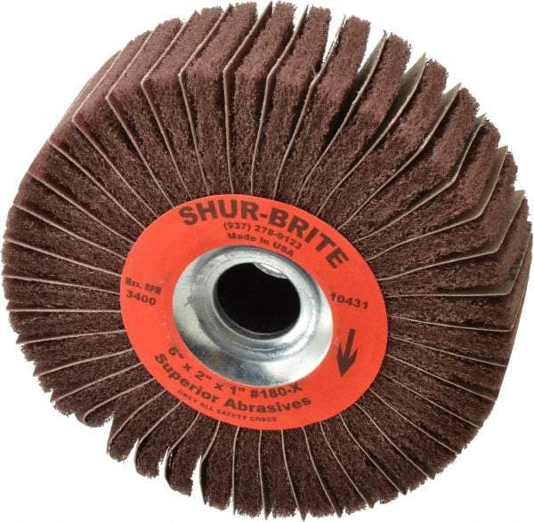 Superior Abrasives - 6" Diam, 180 Grit Aluminum Oxide Duplex Wheel - 1" Hole, 2" Wide, Coated, Very Fine Grade, 4,500 Max RPM - Industrial Tool & Supply