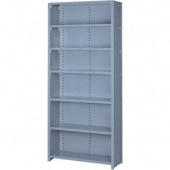 Lyon - 7 Shelf, 1,300 Lb. Capacity, Closed Shelving Starter Unit - 36 Inch Wide x 12 Inch Deep x 84 Inch High, Gray - Industrial Tool & Supply