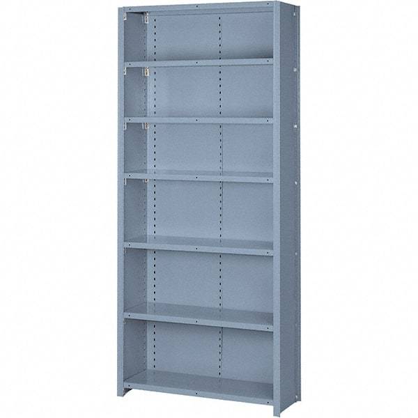 Lyon - 7 Shelf, 1,300 Lb. Capacity, Closed Shelving Starter Unit - 36 Inch Wide x 24 Inch Deep x 84 Inch High, Gray - Industrial Tool & Supply