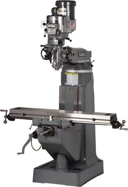 Bridgeport - 9" Table Width x 49" Table Length, Variable Speed Pulley Control, 3 Phase Knee Milling Machine - R8 Spindle Taper, 2 hp - Industrial Tool & Supply