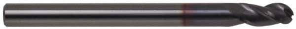 Accupro - 9/32" Diam, 13/16" LOC, 3 Flute Solid Carbide Ball End Mill - AlTiN Finish, Single End, 2-1/2" OAL, 5/16" Shank Diam, Spiral Flute - Industrial Tool & Supply