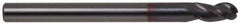 Accupro - 9/32" Diam, 13/16" LOC, 3 Flute Solid Carbide Ball End Mill - AlTiN Finish, Single End, 2-1/2" OAL, 5/16" Shank Diam, Spiral Flute - Industrial Tool & Supply