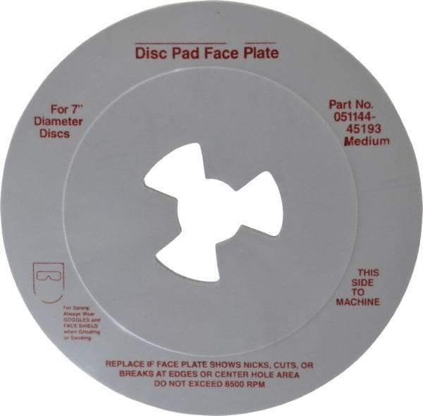 3M - 7" Max Diam, Abrasive Disc Face Plate - 5/8-11, 7,000 RPM - Industrial Tool & Supply