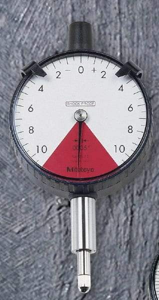 Mitutoyo - 1.6mm Range, 80-0-80 Dial Reading, 0.02mm Graduation Dial Drop Indicator - 2-1/8" Dial, 2mm Range per Revolution, 0.016mm Accuracy - Industrial Tool & Supply
