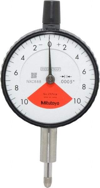 Mitutoyo - 0.02" Range, 10-0-10 Dial Reading, 0.0005" Graduation Dial Drop Indicator - 2-3/16" Dial, 0.028" Range per Revolution, 0.0005" Accuracy - Industrial Tool & Supply