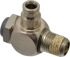 Norgren - 1/4" Tube Inlet x 1/4" NPT Outlet Tamper Resistant Flow Control Valve - 5 to 150 psi, Needle Valve & Brass Material - Industrial Tool & Supply