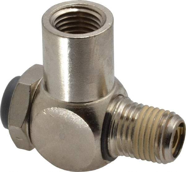 Norgren - 1/4" Female NPT x 1/4" Male NPT Tamper Resistant Flow Control Valve - 5 to 150 psi, Needle Valve & Brass Material - Industrial Tool & Supply
