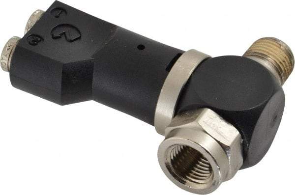 Norgren - 5/32" Tube x 1/8" NPTF Pressure Sensor Fitting Valve - 0 to 145 psi & Brass Material - Industrial Tool & Supply