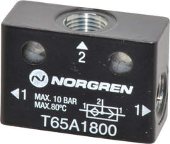 Norgren - 1/8" NPT x 1/8" NPT Shuttle Valve - 10 to 145 psi & Zinc Body - Industrial Tool & Supply
