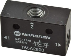 Norgren - 1/4" NPT x 1/4" NPT Shuttle Valve - 10 to 145 psi & Zinc Body - Industrial Tool & Supply