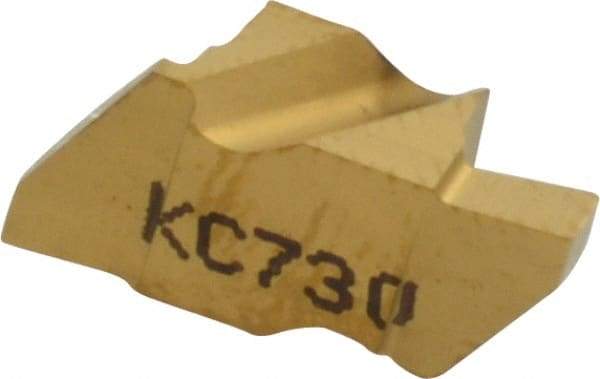 Kennametal - 2062NGP Grade KC730, 1.58mm Cutting Width Carbide Grooving Insert - 2.79mm Max Depth of Cut, Left Hand, 0.19mm Corner Radius, TiN Finish - Industrial Tool & Supply