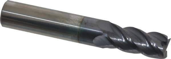 Accupro - 15/32", 1" LOC, 1/2" Shank Diam, 3" OAL, 4 Flute, Solid Carbide Square End Mill - Single End, AlTiN Finish, Spiral Flute, 40° Helix, Centercutting, Right Hand Cut, Right Hand Flute - Industrial Tool & Supply