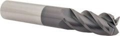 Accupro - 9/16", 1-1/4" LOC, 9/16" Shank Diam, 3-1/2" OAL, 4 Flute, Solid Carbide Square End Mill - Single End, AlTiN Finish, Spiral Flute, 40° Helix, Centercutting, Right Hand Cut, Right Hand Flute - Industrial Tool & Supply