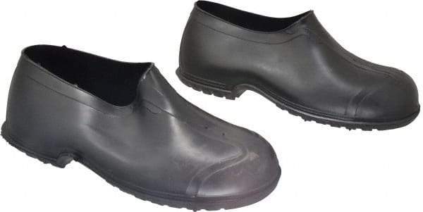 Dunlop Protective Footwear - Men's 8-9 Rain & Cold Resistant Overshoes - 4" High, Plain Toe, Nonslip & Cleated Sole, PVC Upper, Black - Industrial Tool & Supply