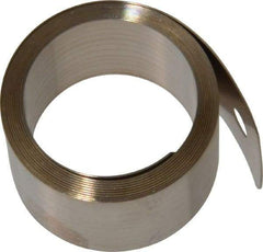 Gardner Spring - 0.012" Thick x 38" Long, 5 Lb Capacity Constant Force Spring - 0.81" Wide, 1.02" ID of Reflection, 1.84" Initial Extension, 0.187" End Hole Diam - Industrial Tool & Supply