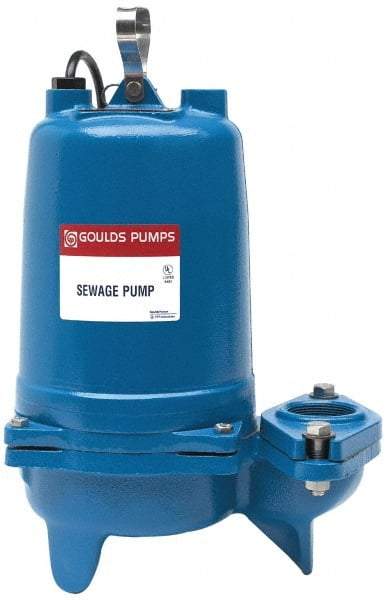 Goulds Pumps - 1/2 hp, 230 Amp Rating, 230 Volts, Nonautomatic Operation, Sewage Pump - 1 Phase, Cast Iron Housing - Industrial Tool & Supply