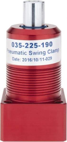 De-Sta-Co - 27 Lb Clamping Force, Right Hand Swing, 26.67mm Total Stroke, Double-Acting Pneumatic Swing Clamp - 10-32 Port, 66.55mm Body Length x 24.89mm Body Width, 0.55 Cu In, 100 Max psi - Industrial Tool & Supply