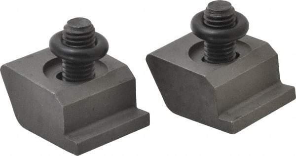Mitee-Bite - 1/2-13 Screw Thread, 1-1/2" Wide x 3/8" High, Serrated Steel Machinable Style Screw Mount Toe Clamp - 12,000 Lb Holding Force, 108.3 Lb Ft Torque, 0.77" Long Extension, 0.075" Throw, 2 Clamps in Package - Industrial Tool & Supply