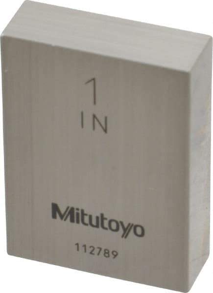 Mitutoyo - 1" Rectangular Steel Gage Block - Accuracy Grade 0, Includes Certificate of Inspection - Industrial Tool & Supply