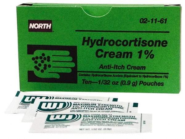 North - 1/32 oz Anti-Itch Relief Cream - Comes in Packet, Hydrocortisone - Industrial Tool & Supply