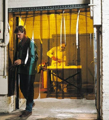 Steiner - 6 Ft. Wide x 6 Ft. High x 0.08 Inch Thick, Vinyl Strip Welding Curtain Kit - Amber with Pipe Mount Clamping Hardware - Industrial Tool & Supply