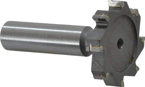 Made in USA - 1-3/8" Diam x 1/4" Face Width, Carbide-Tipped, 8 Teeth, Shank Connection Woodruff Keyseat Cutter - Uncoated, 2-1/4" OAL x 1/2" Shank, Straight Teeth, ANSI 811, Old Standard 22 - Industrial Tool & Supply