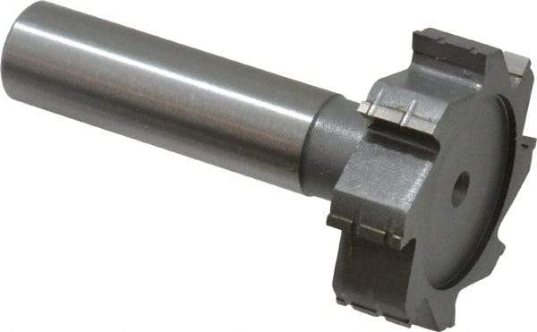 Made in USA - 1-3/8" Diam x 3/8" Face Width, Carbide-Tipped, 8 Teeth, Shank Connection Woodruff Keyseat Cutter - Uncoated, 2-3/8" OAL x 1/2" Shank, Straight Teeth, ANSI 1211, Old Standard F - Industrial Tool & Supply