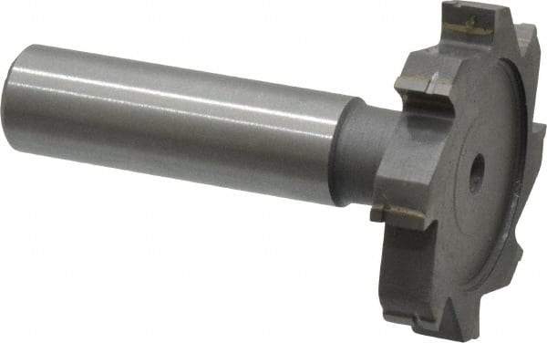 Made in USA - 1-1/2" Diam x 1/4" Face Width, Carbide-Tipped, 8 Teeth, Shank Connection Woodruff Keyseat Cutter - Uncoated, 2-1/4" OAL x 1/2" Shank, Straight Teeth, ANSI 812, Old Standard 24 - Industrial Tool & Supply